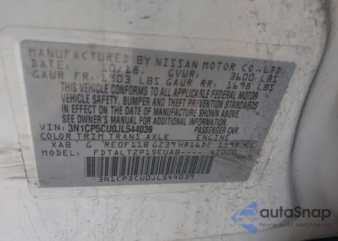 2018 Nissan Kicks Sr z USA, uszkodzony, nr VIN 3N1CP5CU0JL544039